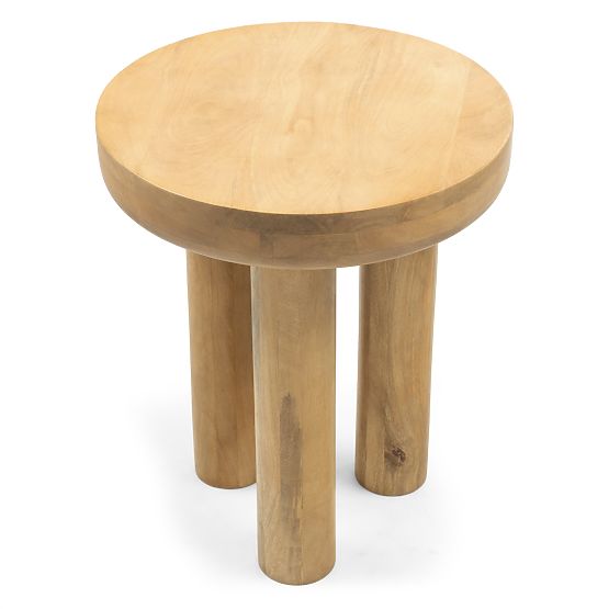 Limali Side Table 50 cm, Round, Mango Wood, Rounded Shapes