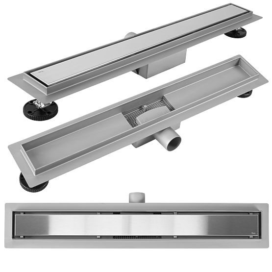 Linear Drain REA Neox BRUSHED STEEL 50