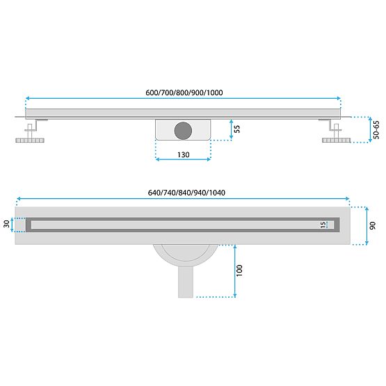 Linear Drain REA NEOX SLIM PRO Brushed Copper 90