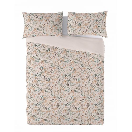 LINEN Bedding Set - leaves 220x200 + 2x 70x80