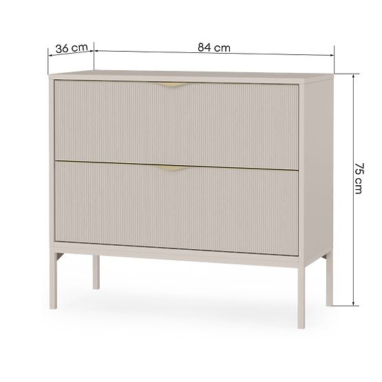 Livia 80 cm Vanity Cabinet for Countertop, Cashmere, Metal Legs, Grooved