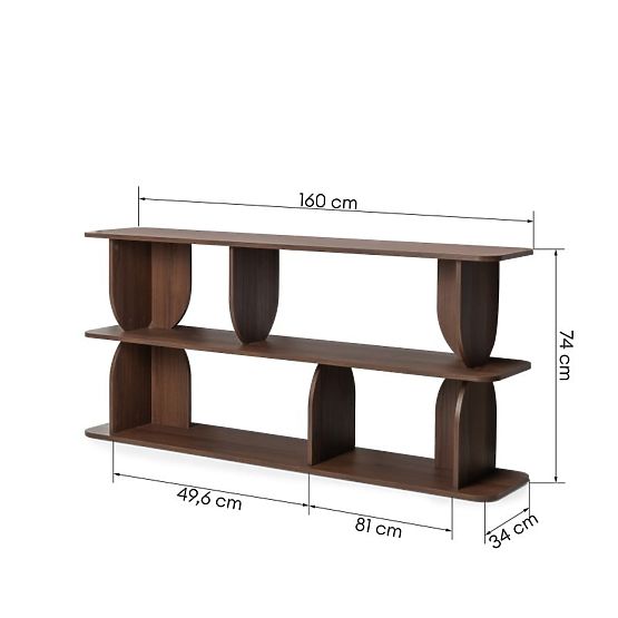 Low Bookcase Loocky, Rounded, Warmia Walnut