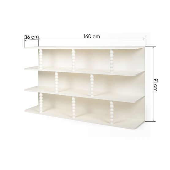 Low Shelf Perla, White, Ball Supports