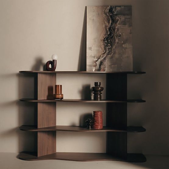 Low Shelf Rheo, Walnut Villa, Wavy