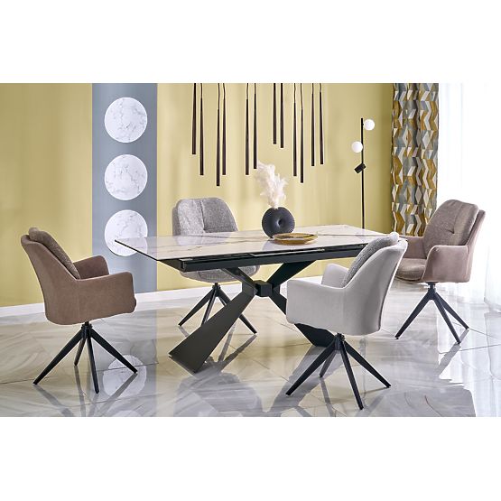 LUCIANO extendable table, top: white marble (2p=1pc)