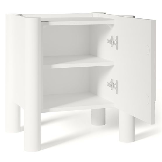 Lunaria Nightstand with Carved Front, White