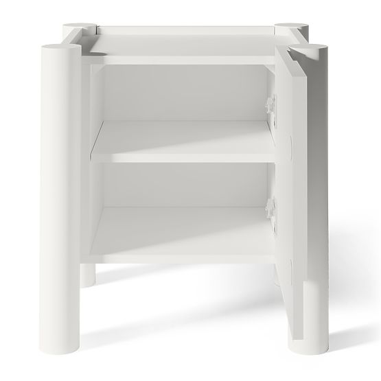 Lunaria Nightstand with Carved Front, White