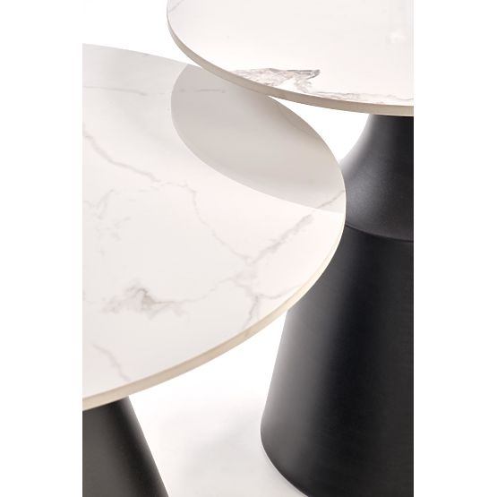 MAGNETA Set of 2 Benches, White Marble / Black (2pcs=1set)