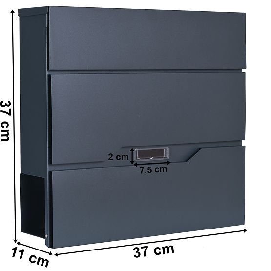 Mail Box for Letters Vidar Anthracite with Inscriptions