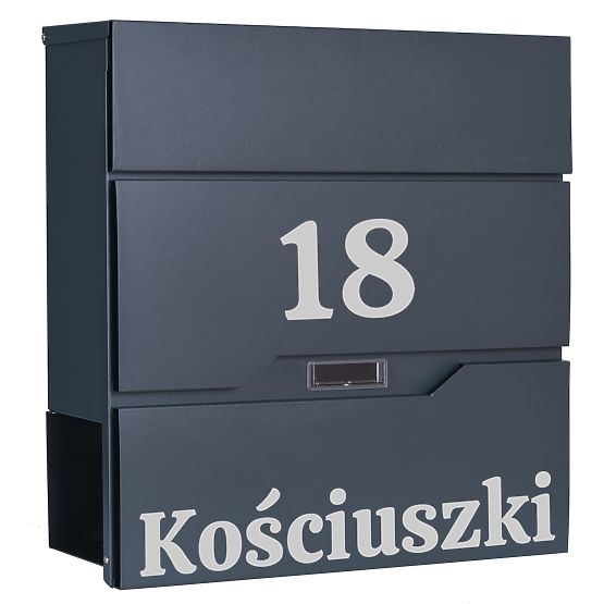 Mail Box for Letters Vidar Anthracite with Inscriptions