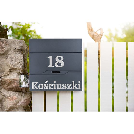 Mail Box for Letters Vidar Anthracite with Inscriptions