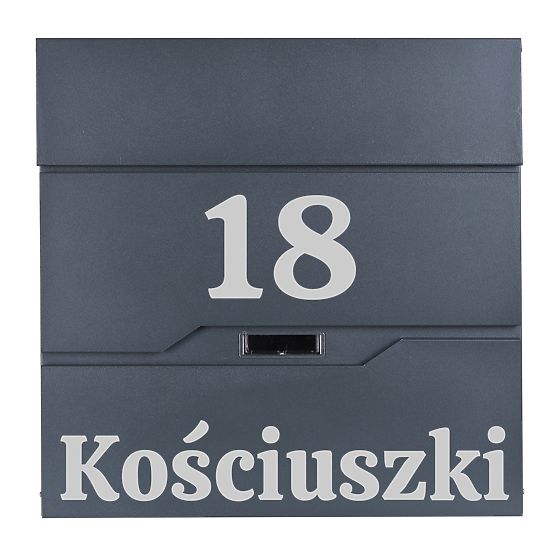 Mail Box for Letters Vidar Anthracite with Inscriptions