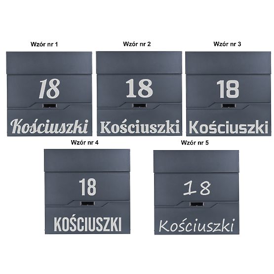 Mail Box for Letters Vidar Anthracite with Inscriptions