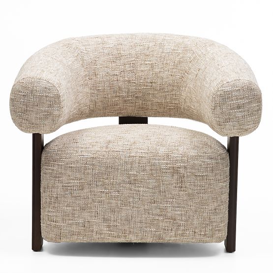 Maribel Relaxation Chair Beige-Grey/Walnut, Rounded Shape