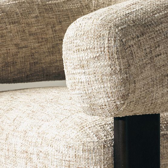 Maribel Relaxation Chair Beige-Grey/Walnut, Rounded Shape