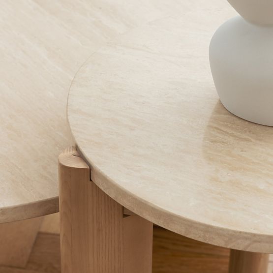 Medley Coffee Table 90 cm, Round, Travertine/Ash