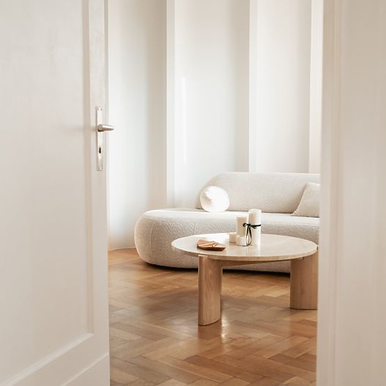 Medley Coffee Table 90 cm, Round, Travertine/Ash