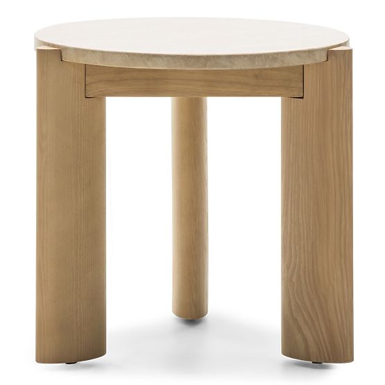 Medley Side Table 50 cm, Round, Travertine/Ash