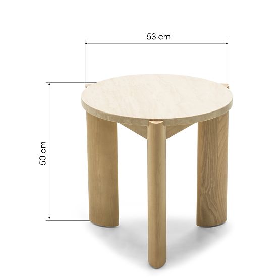 Medley Side Table 50 cm, Round, Travertine/Ash