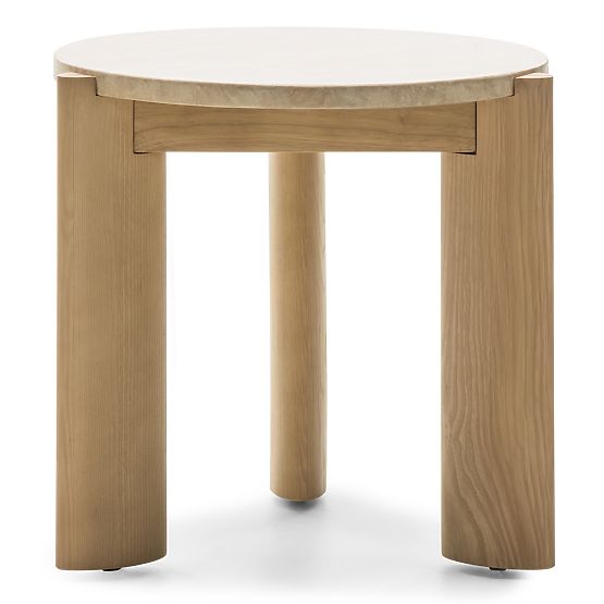 Medley Side Table 50 cm, Round, Travertine/Ash