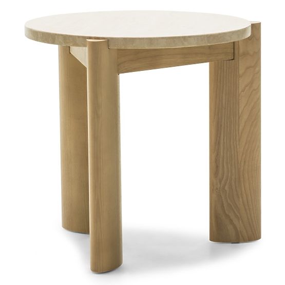 Medley Side Table 50 cm, Round, Travertine/Ash