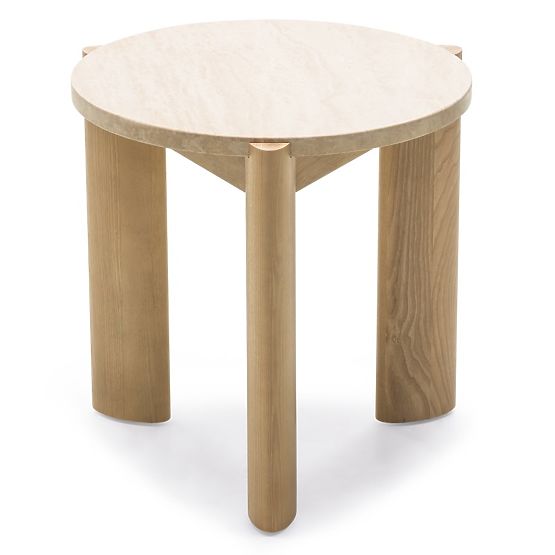 Medley Side Table 50 cm, Round, Travertine/Ash