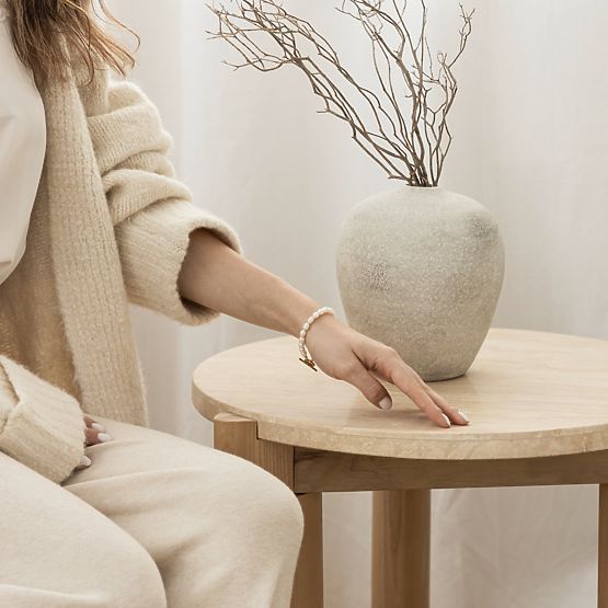 Medley Side Table 50 cm, Round, Travertine/Ash