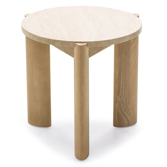 Medley Side Table 50 cm, Round, Travertine/Ash