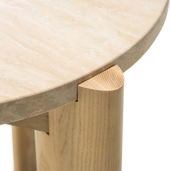 Medley Side Table 50 cm, Round, Travertine/Ash
