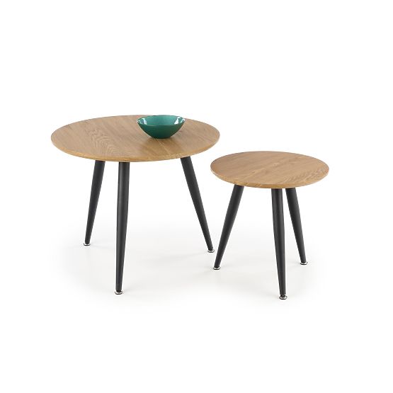 MENTONA 2, set of 2 benches golden oak/black (2pcs=1set)