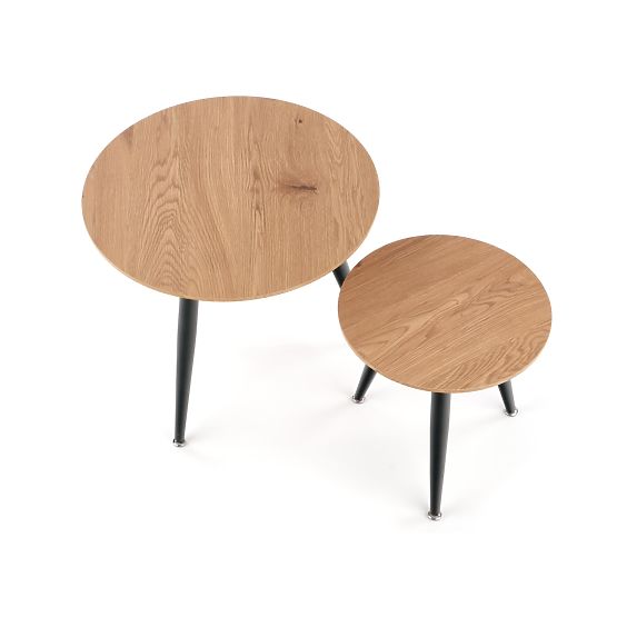 MENTONA 2, set of 2 benches golden oak/black (2pcs=1set)