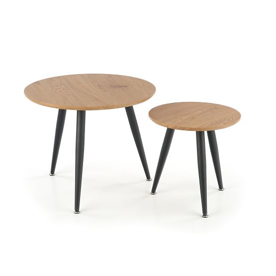 MENTONA 2, set of 2 benches golden oak/black (2pcs=1set)