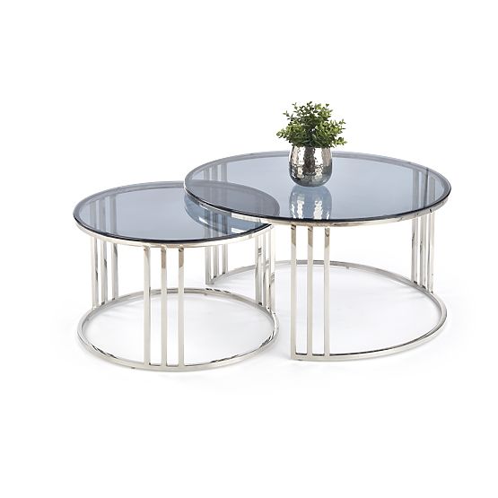 MERCURY set of 2 benches, frame - silver, glass - smoked (1p=1pc)