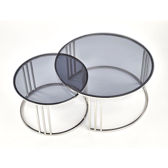 MERCURY set of 2 benches, frame - silver, glass - smoked (1p=1pc)