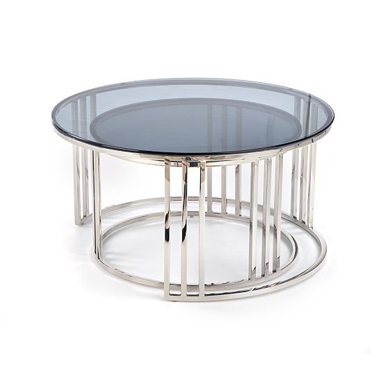 MERCURY set of 2 benches, frame - silver, glass - smoked (1p=1pc)