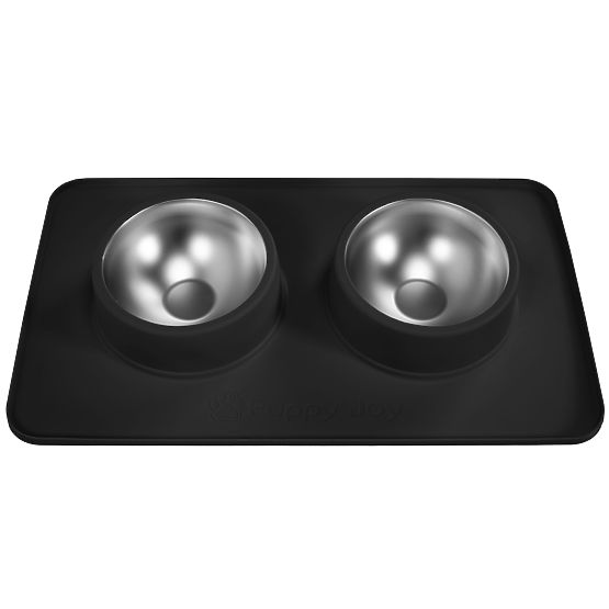 Metal Bowls for Dogs or Cats with Non-Slip Mat Black PJ-086