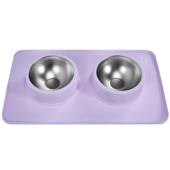 Metal Bowls for Dogs or Cats with Non-Slip Mat Purple PJ-088