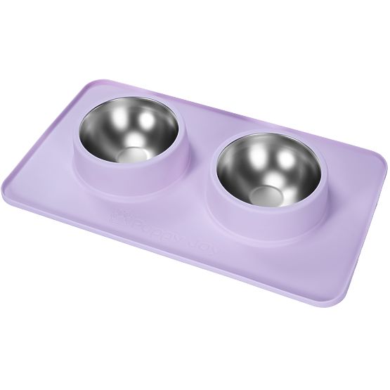 Metal Bowls for Dogs or Cats with Non-Slip Mat Purple PJ-088