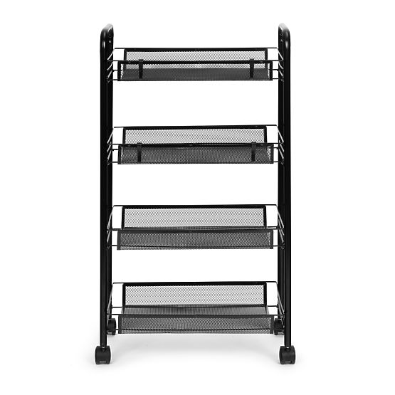 Metal Kitchen and Bathroom Organizer on Wheels, 4 Shelves, Black ModernHome