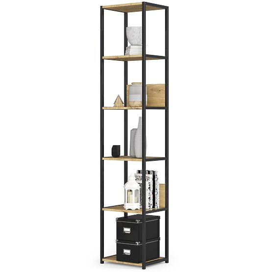 Metal Loft Shelf 40 cm - Black-Artisan Oak - 6 Shelves