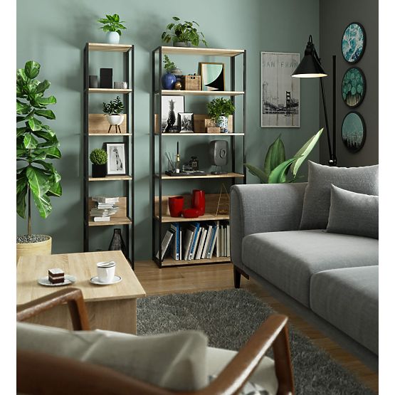 Metal Loft Shelf 40 cm - Black-Sonoma Oak - 6 Shelves