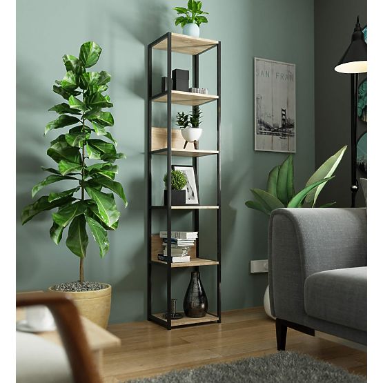 Metal Loft Shelf 40 cm - Black-Sonoma Oak - 6 Shelves