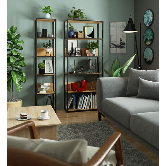 METAL LOFT SHELF 400 BLACK/CRAFT OAK