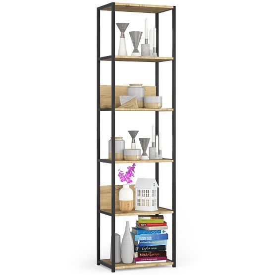 Metal Loft Shelf 50 cm - Black-Oak Artisan - 6 Shelves