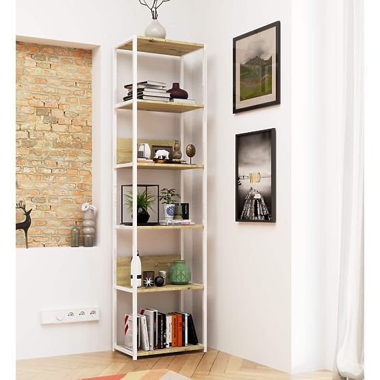 Metal Loft Shelf 50 cm - White-Oak Artisan - 6 Shelves