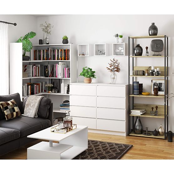 Metal Loft Shelf 70 cm - Black-Oak Artisan - 6 Shelves