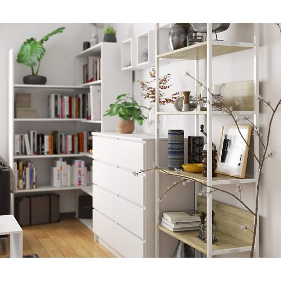 METAL LOFT SHELF 700 WHITE/OAK ARTISAN