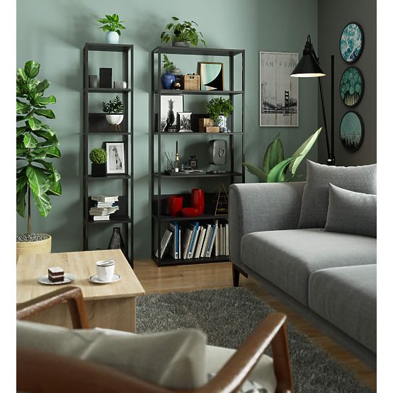 Metal Loft Shelf 80 cm - Black-Black - 6 Shelves