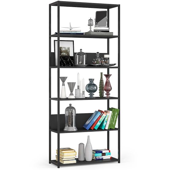 Metal Loft Shelf 80 cm - Black-Black - 6 Shelves