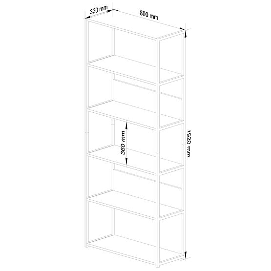 Metal Loft Shelf 80 cm - Black-Sonoma Oak - 6 Shelves